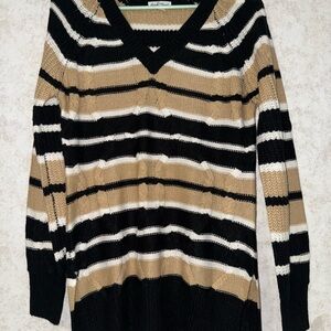 Derek Heart Black and Tan Striped Sweater